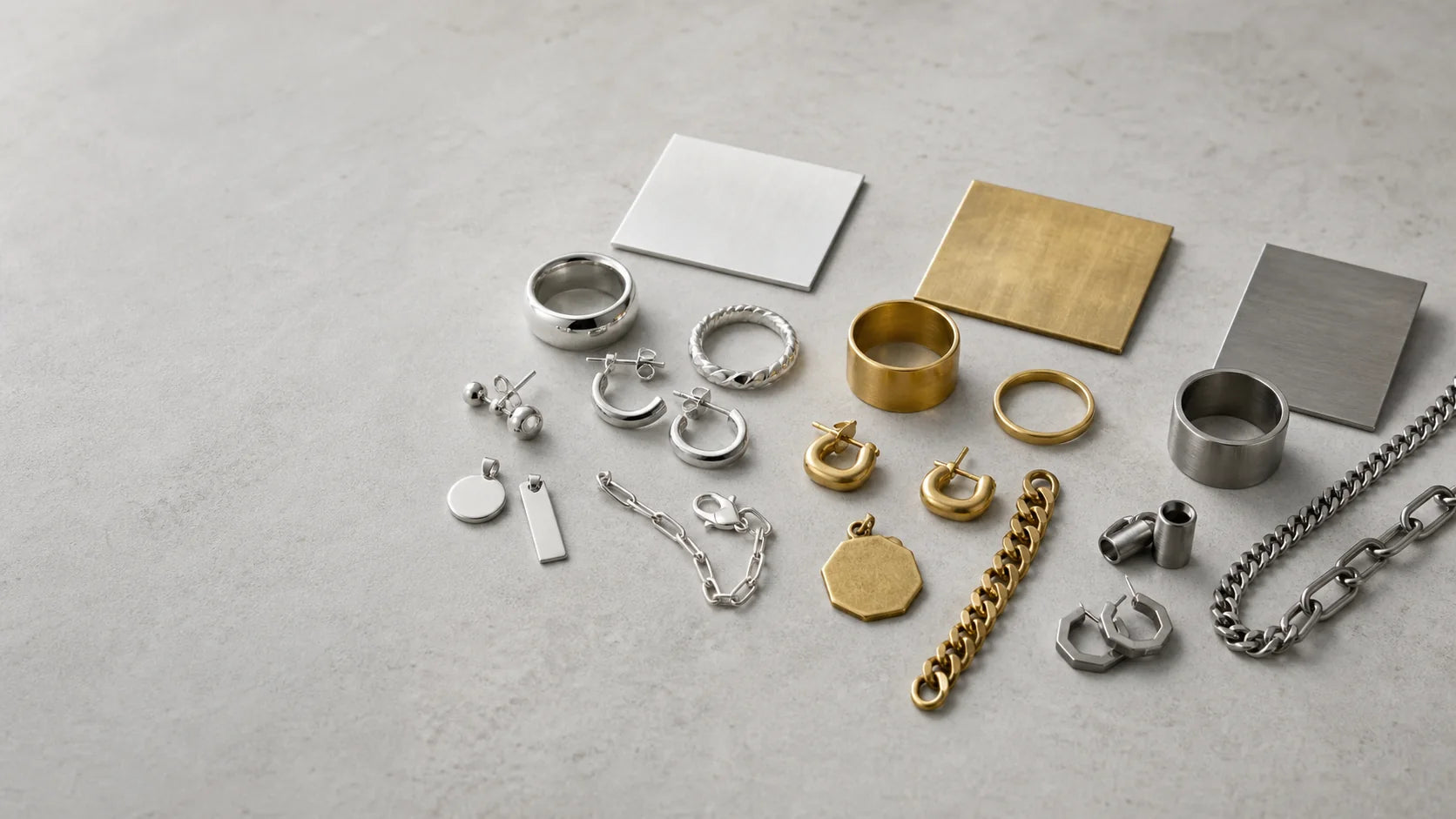 Sterling silver, brass and stainless steel jewelry materials and finished components